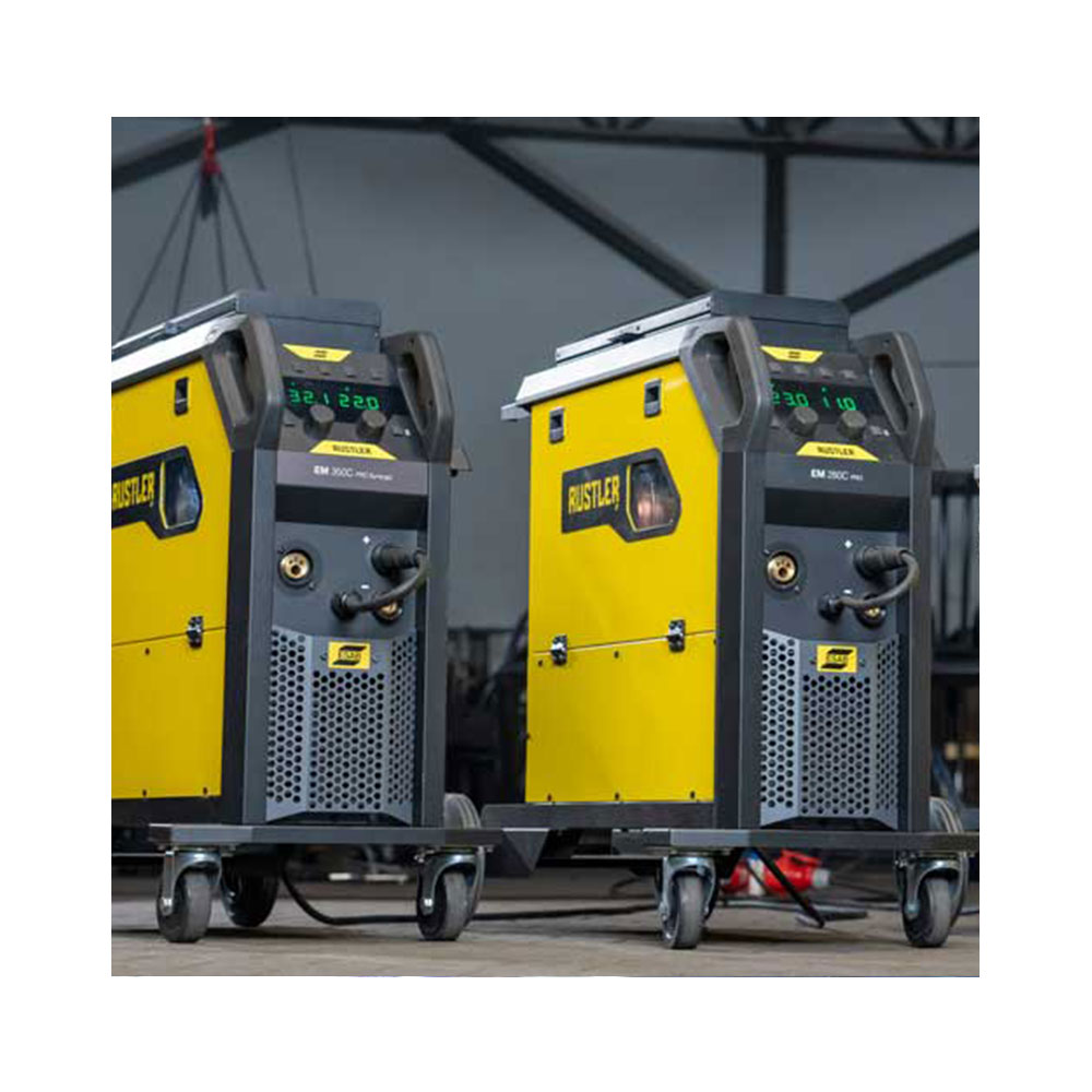Rsnge of ESAB Rustler welders stood next to each other