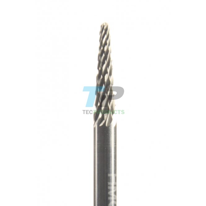 14mm Carbide Burr 3mm Diameter Diamond Cut Rounded Cone