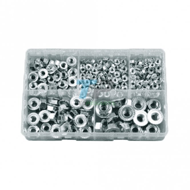 Assorted Box Of Serrated Flange Nuts Metric 225 PCS