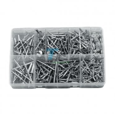 Assorted Box Of Standard & Large Flange Rivets & Washers 350PCS