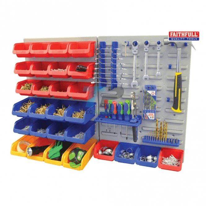 Faithfull Lin Bin Wall Storage Set 43 Piece