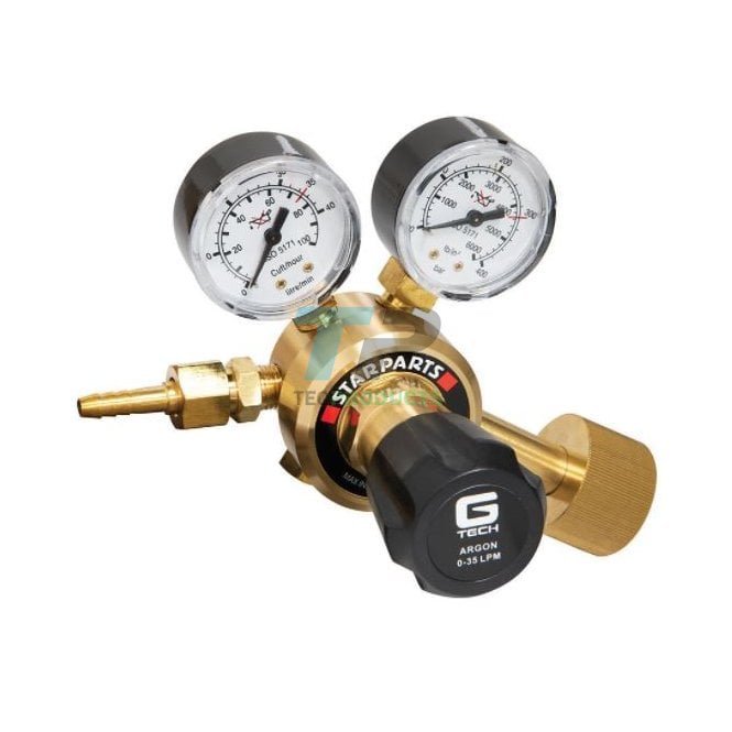 G-Tech Gas Equipment Gtech Argon Regulator Single Stage 2 Gauge With Nevoc Fitting