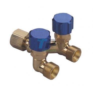 Gas Y Piece Right Hand 3/8" BSP Thread For Oxygen / Argon Gas With Taps
