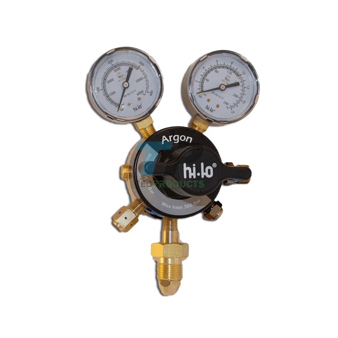 Hi-Lo Gas Equipment Hi-Lo UK Made 2 Stage 2 Gauge Argon/CO2 Regulator Bottom Entry 10 Bar