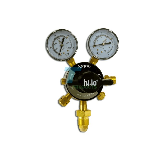 Hi-Lo Gas Equipment Hi-Lo UK Made 2 Stage 2 Gauge Argon/CO2 Regulator Bottom Entry 5 Bar