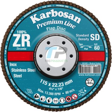 Karbosan 115mm (4.5") Premium Line Zirconium Flap Disc P80 Grit
