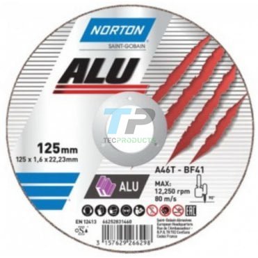 Norton ALU Cut Thin Cutting (Slitting) Disc For Aluminum 4.5"(115mm) & 5"(125mm)