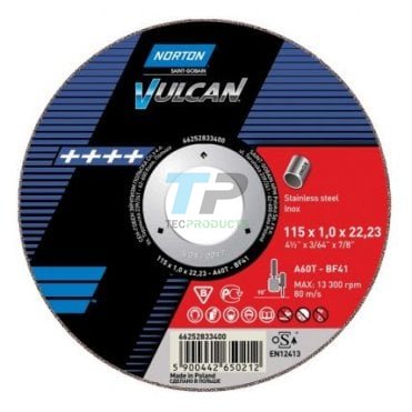 Norton Vulcan Inox(Stainless) 4.5"(115mm) & 5"(125mm) Thin Cutting Disc 1MM Thick 