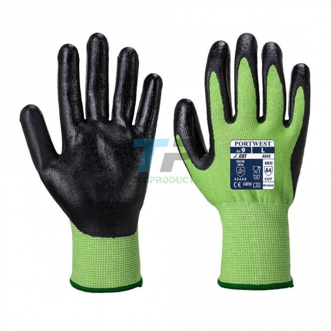 Portwest  A645 Cut Level D(A4) Nitrile Foam Glove in Green