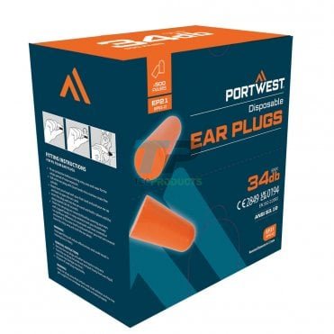 Portwest EP21 Ear Plug Refill Pack Orange (500 Pairs)