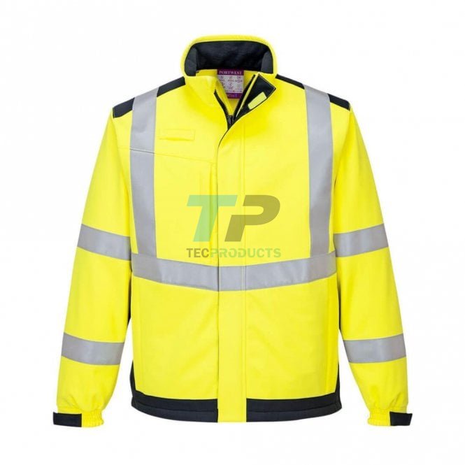 Portwest  MODA Flame Resistant Yellow Hi-Viz Soft Shell Jacket M - XXXL