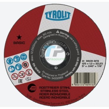 Tyrolit Basic 1 Star 125MM(5") x 1.0MM Inox Thin Metal Cutting Disc 34332869